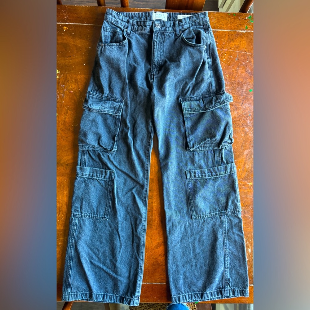 Cotton On Black Cargo Wide Leg Jean